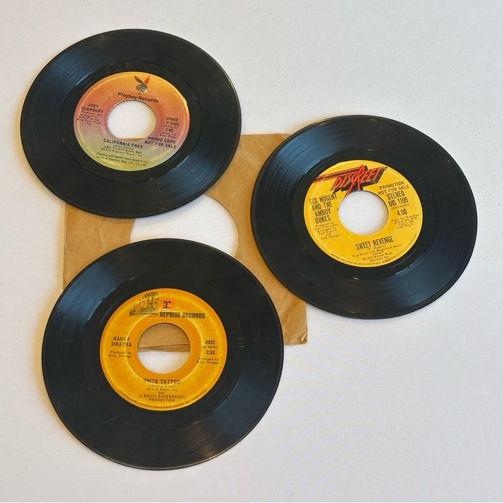 VINTAGE SET OF THREE 45s Nancy Sinatra, Ted Nugent and Joey Scarbury
